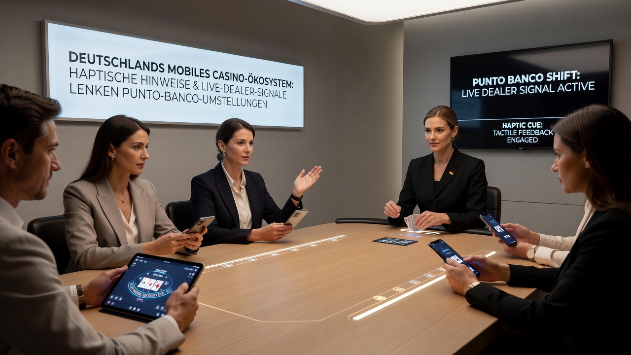Live dealer baccarat table with haptic cue overlays on a German mobile device screen
