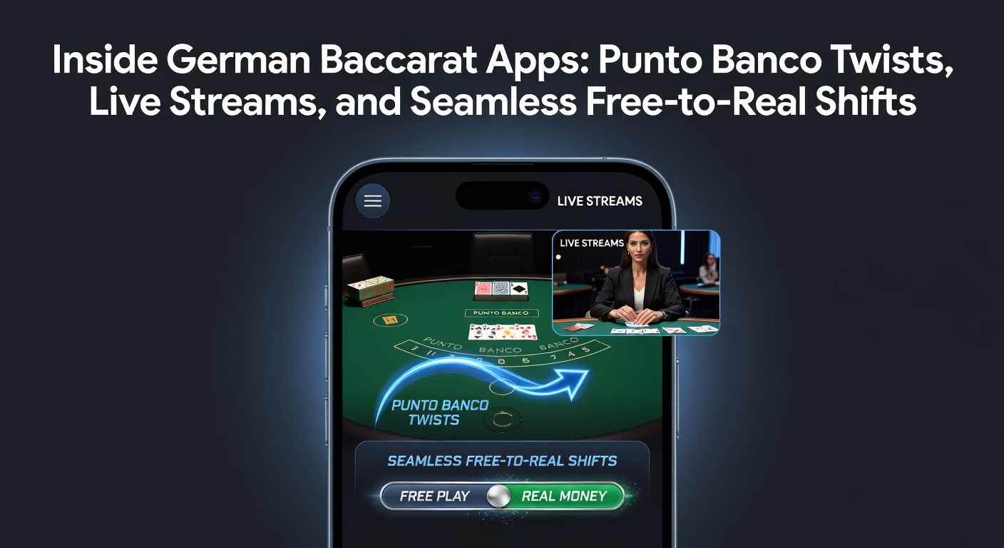 Screenshot einer modernen deutschen Baccarat-App mit Punto Banco-Tisch und Live-Stream-Elementen