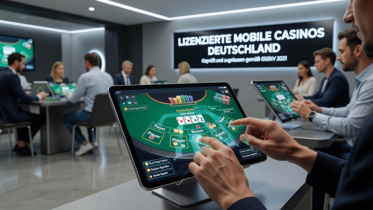 Live-Dealer-Punto Banco-Tisch mit mobiler Sensorinteraktion in einem deutschen Casino