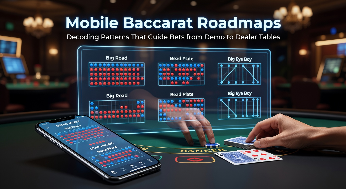 Bildschirm einer Mobile Baccarat-App mit angezeigter Roadmap, die rote und blaue Kreise für Banker- und Player-Siege zeigt