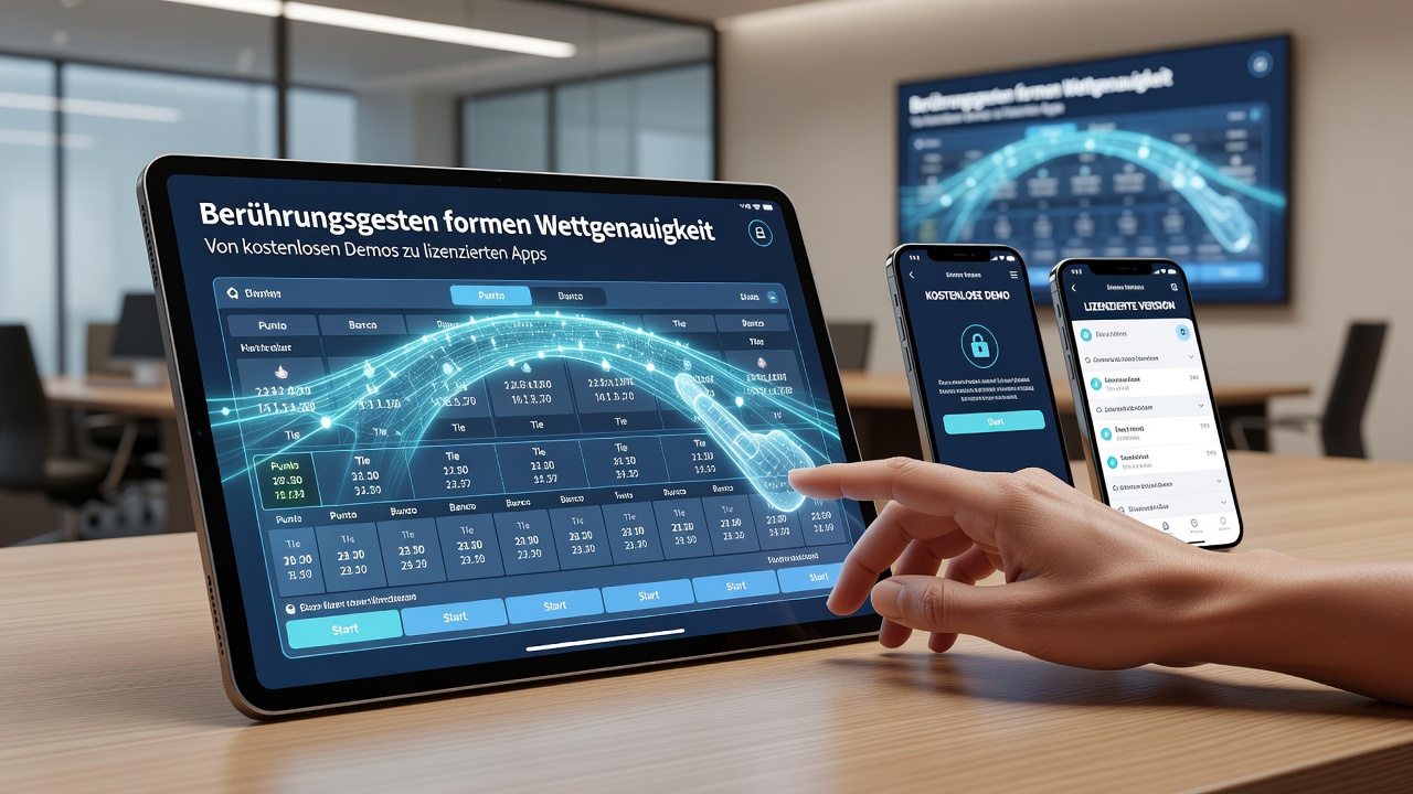 Detailansicht von Fingerbewegungen und Sensor-Feedback in einer Punto Banco App auf einem mobilen Gerät